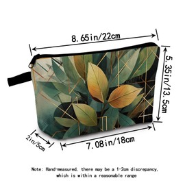MoCaliduccious Botanical Leaves Print Cosmetic Bag Nature-Inspired Travel Makeup Organizer Pouch for Adults Minimalist Gift Design