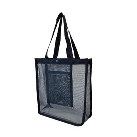 Mesh Bag, Black, Compact Size: Width 9.8 x Height 11.0 x Depth 3.9 inches (25 x 28 x 10 cm) (Approx.) Simple, Hot Springs, Pool, Beach, Toiletries, Gym, Handbag, Sandbox, Swimming, Diving, Toy, Black, Washing Outdoors