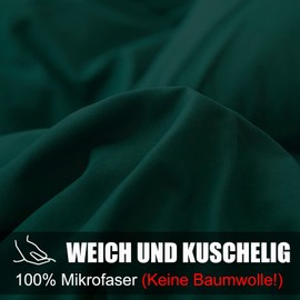 Soifox Dark Green Bed Linen 135 x 200 cm, Microfibre Bedding Sets, Non-Iron and Wrinkle-Free, with Zip, 1 Duvet Cover 135 x 200 cm + 1 Pillowcase 80 x 80 cm