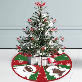 Christmas Tree Skirt Red and Green Black Santa African American Santa Tree Skirt 36inch Xmas Winter Tree Skirt for Christmas Indoor Outdoor Decorations