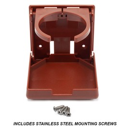 GSE Games & Sports Expert Cup Holder, Adjustable Folding Wall Cup Holder with Screws for Wall, Table, Deck, Car, Van, Truck, RV, Camper (4-Pack, Brown)