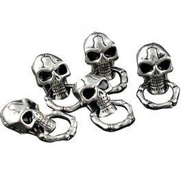 5PCS Screw Back Sliver Tone Skull With Ring Biker Chain Wallet Connector Joint (5PCS Connector)