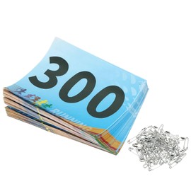 PATIKIL Tearproof Running Bib Numbers 7x6 Inch, 1-300 Race Competitor Numbers with Safety Pin for Marathon Sports Game Competition Runner, Multicolor