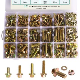521PCS M6 M8 M10 Flange Bolts Assortment Kit - 8.8 Grade Alloy Steel,Bolt Assortment for Industrial & Construction Use​