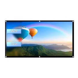 ASHATA Projector Screen,16:9 Portable Projector Curtain,Foldable Non-crease Projector Curtain Projection Screen,for Outdoor Indoor Home Theater,White,60-120 Inch For Your Choice