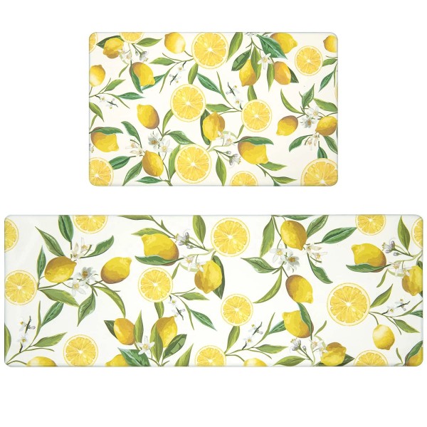 Shacos anti Fatigue Lemon Kitchen Rugs Mats Set of 2