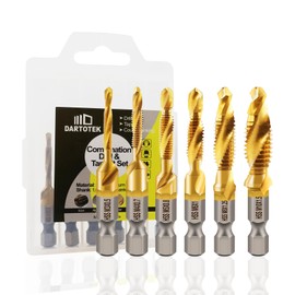DARTOTEK 6 Pieces Metric Tap Drill Bit Titanium Coated Tap Tool for Drilling, Tapping, Countersink