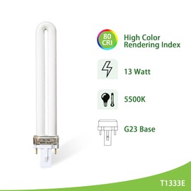 Dameiol (2 Pack) 13W Type E Replacement Tube Light Bulb with Electronic Ballast-Replace for Ottlite T1333E,PL13-E Fluorescent Light Bulb,5500K Natural Daylight,G23 Base