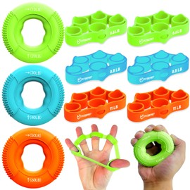 FitBeast Hand Grip Strengthener, Finger Exerciser, Forearm Strengthener Kit - 9 Pack, Targeted Hand & Forearm Strength, Relief & Recovery Kit