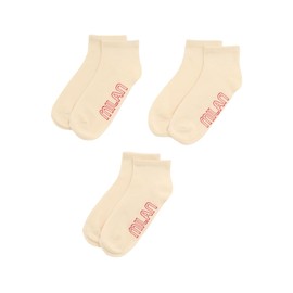 A.C. Milan Calzini Corti con Logo, Pacco da 3 Paia, Prodotto Ufficiale, Donna, Bianco, 37/40