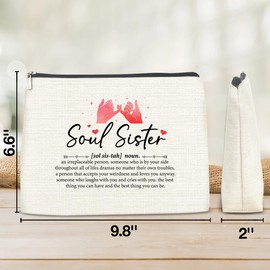 Soul Sister Makeup Bag, Friendship Gifts for Women Friends Bestie BFF, Soul Sister Gifts, Soul Sister Definition Cosmetic Bag Makeup Pouch