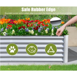 SPOFLYINN 6x3x1.5Ft Metal Raised Garden Bed Kit, Large Galvanized Ground Planter Box for Outdoor Gardening, Vegetables, and Flowers Planting, Easy Assembly