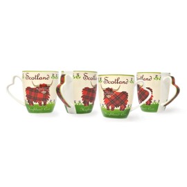 Royal Tara Scotland Highland Cow Bone China Mug 380ml/13fl (Set of 2) (4 Mugs), medium