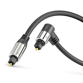sonero® Premium optisches Toslink Kabel, 20,0m, vergoldete Kontakte, 1 x 90° Stecker, 360° drehbar, schwarz
