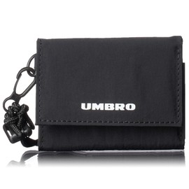 Umbro Men's Women's Trifold Wallet with Neck Strap, Lightweight Nylon, Compact Wallet, Mini Wallet with Coin Purse, black