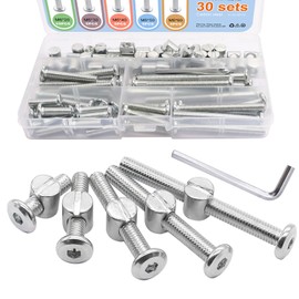 weideer 30sets Crib Screws Hardware Replacement Kit Baby Bed Frame Bolts M6x20/30/40/50/60mm Hex Drive Socket Cap Screws Barrel Nuts Kit for Beds Chairs Furniture