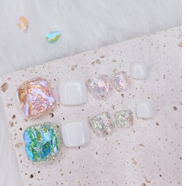Pink & Blue Ice Stone Pedi Tip - Blue / 핑크&블루 얼음스톤 페디팁 - 블루
