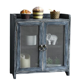 COLLECTIVE HOME - Storage Cabinet, Mini Countertop Cabinet, Wood Organizer for Bedroom Kitchen with Magnetic Door, Storage for Spice Jars, 14.5 x 6.5 x 10 (Grey) (15.75")