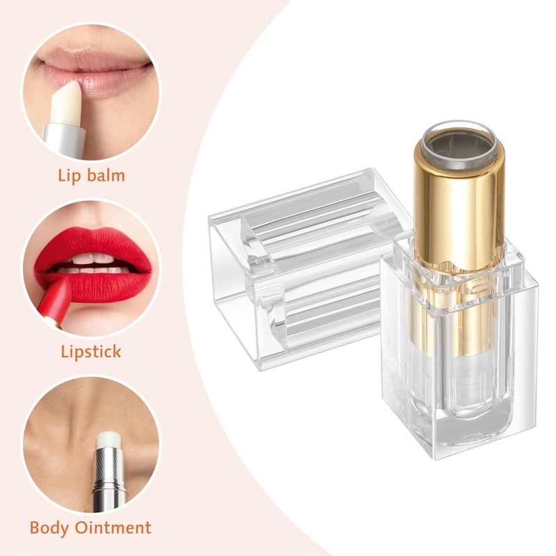 CALLARON Lipstick Tube Transparent Refill Container Plastic Rotating Lipstick Refill