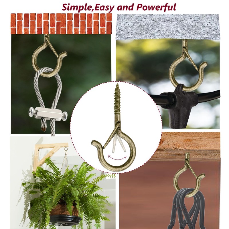Ceiling Hooks for Hanging Plants String Lights Outdoor, Stainless Steel