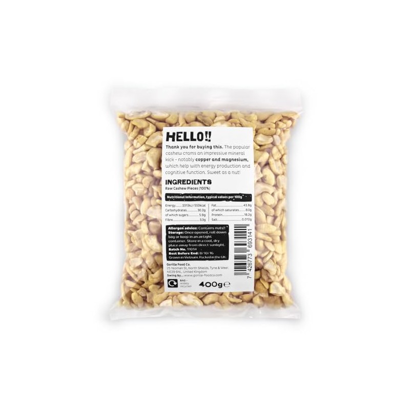 Gorilla Food Co. Natural Cashew Nut Pieces Raw - 400g