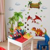 Dinosaur Wall Decals, Cartoon Jungle Theme with Palm Trees and