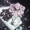 H&D HYALINE & DORA Pink Crystal Rose Flower Paperweight,Glass Rose