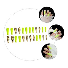 FOMIYES 24pcs Fake Nail Patch Decals Short Press Nails Fake Nails for Square Fake Women Glossy False Nail Coffin Fake Nail Impress Press Nails False Nails Leopard False Nail Plastic