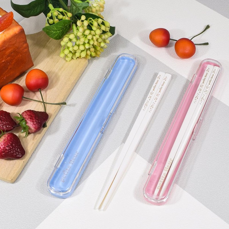 Petit Fleur 03021 Plastic Chopsticks & Case, Pink, 7.1 inches