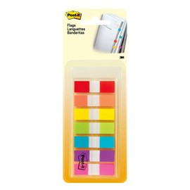 Post-it Banderas de 1,27 cm de ancho en dispensador sobre la marcha – 190 banderas de colores surtidos para marcar y resaltar páginas, portátil y fácil de usar