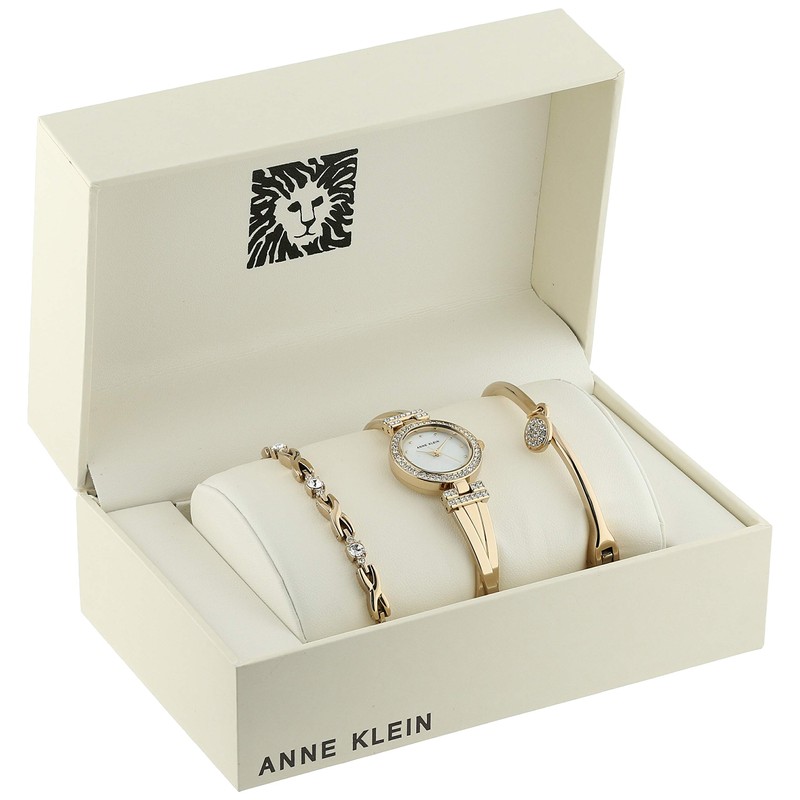 Anne Klein Women's Premium Crystal Accented Bangle Watch and Bracelet
