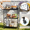 DAOUTIME Grill Cart for Outside, 3-Tier BBQ Food Prep Rolling