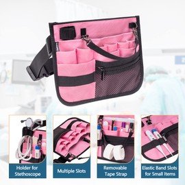 Damero Nurse Fanny Pack, Nurse Waist Bag with Tape Holder, Nurse Tool Belt for Stethoscopes, Bandage Scissors and Other Medical Supplies, Pink