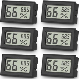 Vaikby 6-Pack Mini Digital Thermometer Hygrometer, Indoor Humidity Monitor, Temperature Humidity Gauge Meter with Fahrenheit (℉) for Humidors, Greenhouse, Garden, Cellar, Closet, Fridge