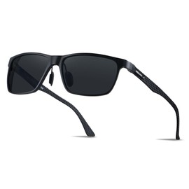 EKOZACK Carbon Fiber Sunglasses for Men Polarized Ultralight Classic Square Sun Glasses Driving Fishing Golf Black