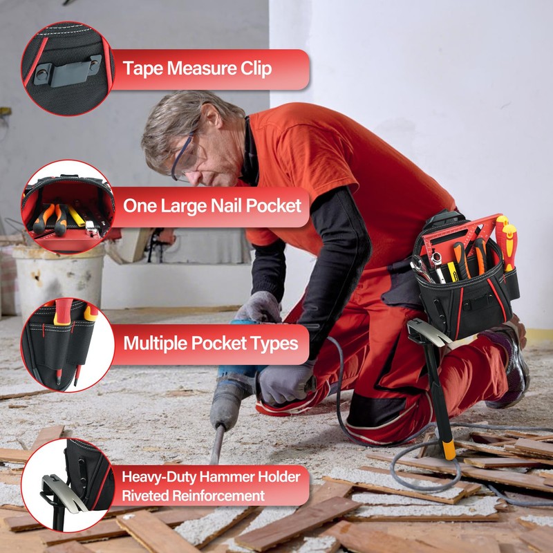 MELOTOUGH Nail Screw Work Pouch Electrican Tool Pouch with Quick