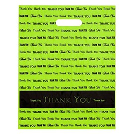 12x15 Lime Green Thank You Die Cut Handle Plastic Bags 50/cs - Bags Direct Brand