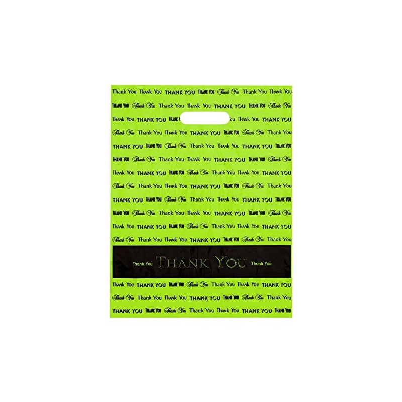 12x15 Lime Green Thank You Die Cut Handle Plastic Bags