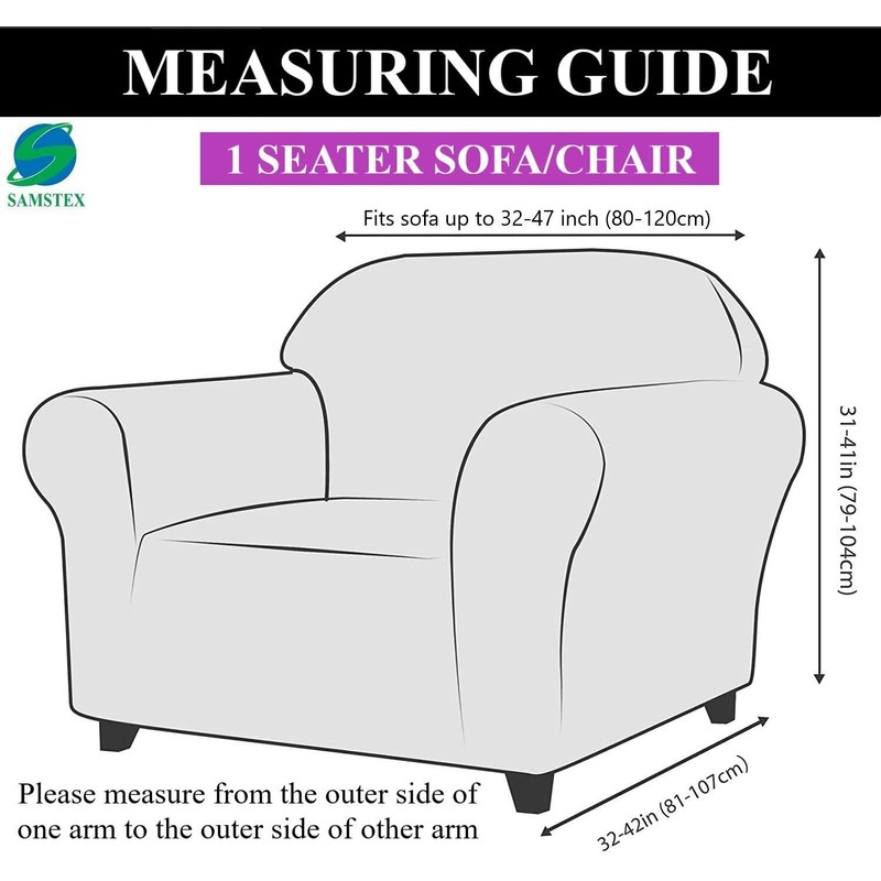 SAMSTEX Stylish 1 Seater Sofa Cover Stretch 1-Piece High Stretch