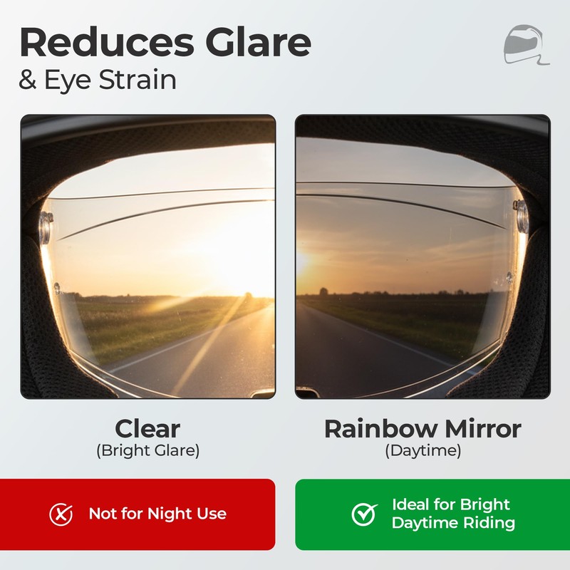 The Helmet Shop HJ-33 Rainbow Mirror Motorcycle Helmet Visor Compatible