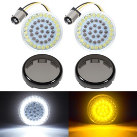 PBYMT 1157 LED Turn Signal Light Front Running Light 2" Bullet Style Smoke Lens Cover Kit Compatible for Harley Touring Road King Street Electra Glide 1997-2024