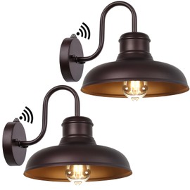 TOBUSA 2-Pack Dusk to Dawn Outdoor Wall Lights, Waterproof Farmhouse Gooseneck Barn Lights, 11.5'' Oil-Rubbed Brown Outside Wall Sconces for House, Porch, Garage