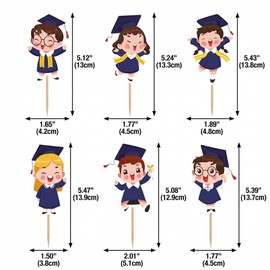 Arthsdite 24 Pcs Cute Kids Graduation Cupcake Toppers Cartoon Student Grad Cap Cupcake Picks for 2026 Graduation Party Decorations Kindergarten Preschool Elementary School Graduation Supplies