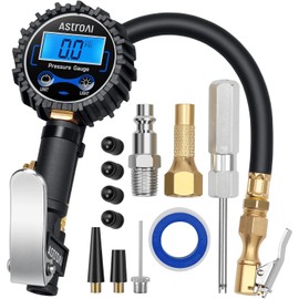 AstroAI AstroAI Digital Tire Pressure Gauge with Inflator(3-250 PSI 0.1 for Display Resolution), Heavy Duty Air Chuck and Compressor Accessories with Rubber Hose and Quick Connect Coupler, Blue