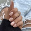 Pink Glazed Donut Press on Nails Short Square, Nude Pink