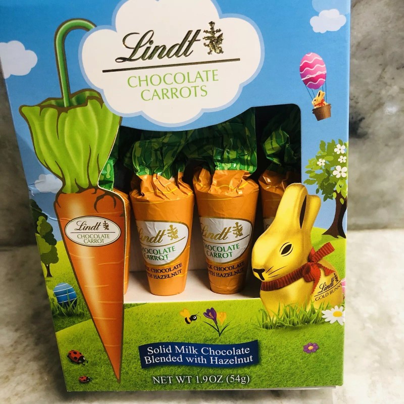 Lindt Carrots, Solid Milk Chocolate Blended W/ Hazelnut:1.9oz