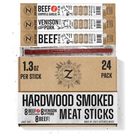 Zick's Gourmet Gift Box 1.3oz | Mixed Flavors – Original Beef, Spicy Chipotle Garlic, Venison with Pork | Gluten-Free, Paleo Friendly, High Protein Clean Snack Sampler | Mixed 24 - Giftbox