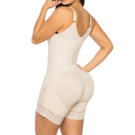 YIANNA Fajas Colombianas Shapewear for Women Tummy Control Post Surgery Compression Garment with Zipper Crotch,YA7260-Beige-M