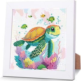 YarnWhimsy Sea Turtles Diamond Art Painting Kits for Kids with Frame-Animal Diamond Art for Kids Ages 4 8 12,Animals Gem Painting Kits for Gift Home Wall Decoration(7x7inch)
