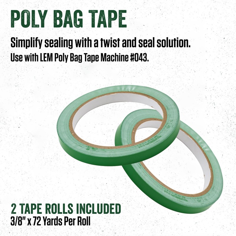 LEM Products Poly Bag Tape, 72 Yards Per Roll, 2